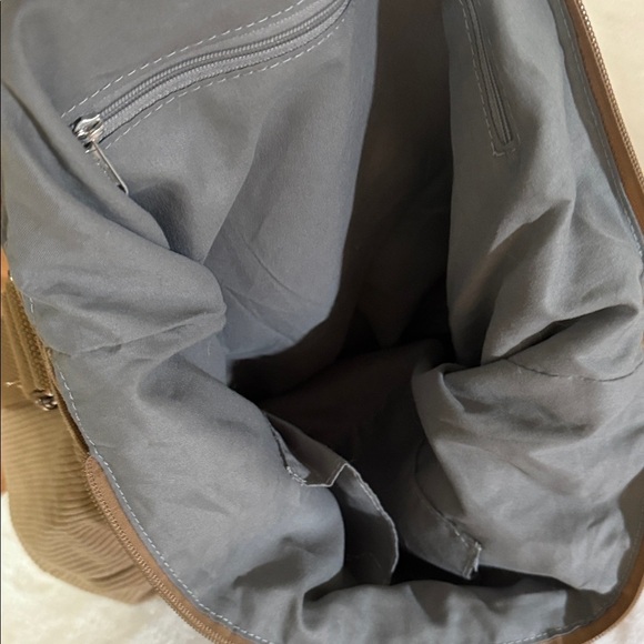 Kalidi Stylish Tan Corduroy Women's Tote Bag - Picture 4 of 8